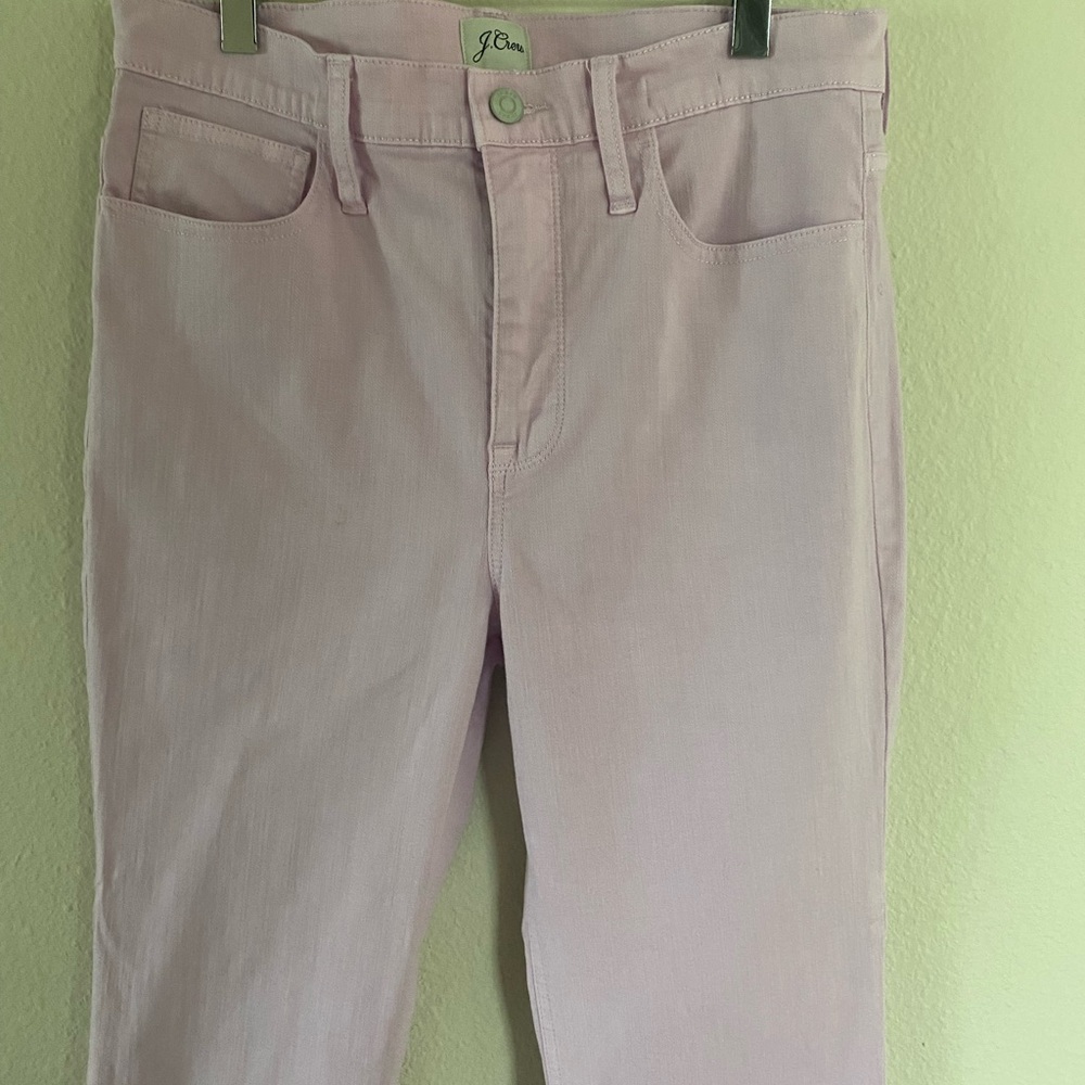 J. Crew Women’s 9”Billie Demi Boot Crop Denim Pants in Light Pink Size 28/6 - Picture 5 of 16